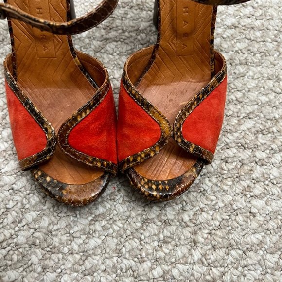 Chie Mihara red brown strappy heels size 37.5 - Picture 2 of 9